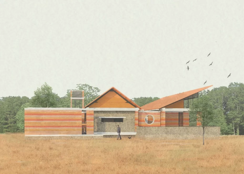 House in a field structural detailing and materials