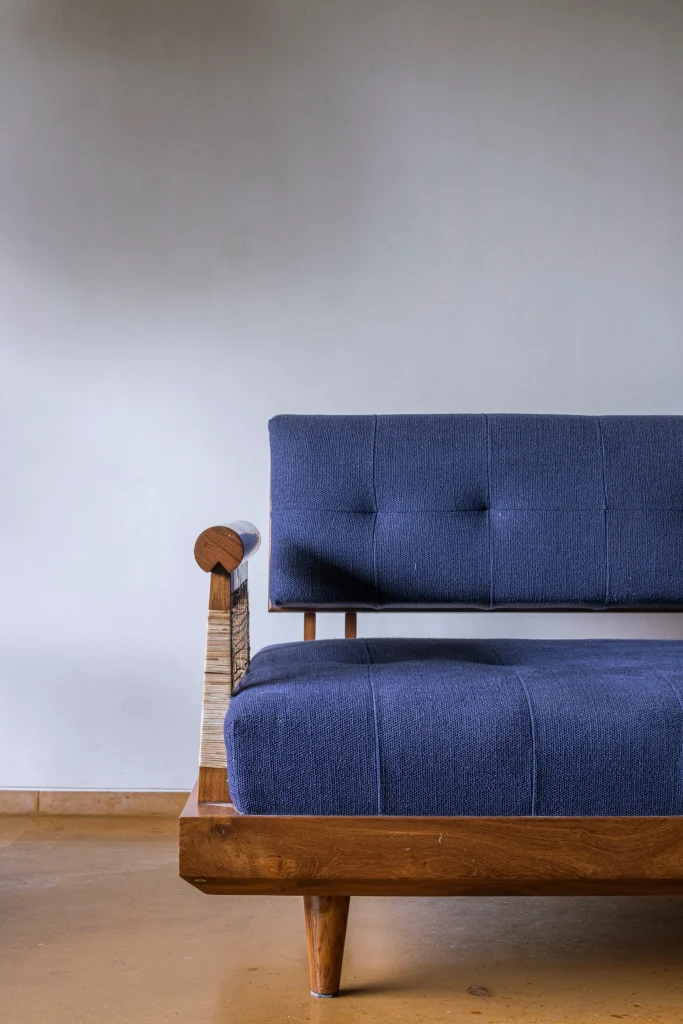 V Cleft Sofa side angle view in living room